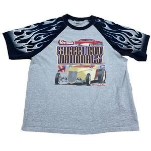 Vintage Hot Rod Shirt Men Large Large Gray Black Fire Flames 90s Made In USA Car